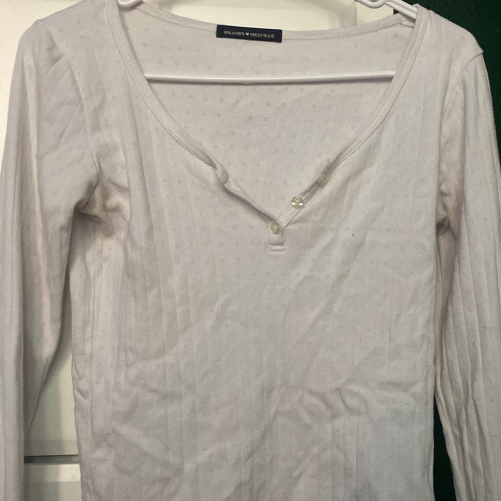 Brandy Melville white tight longsleeve